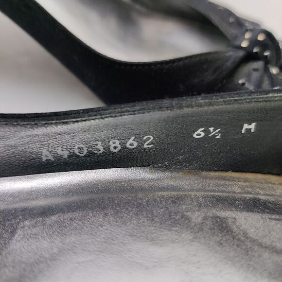 Stuart weitzman Peep Toe 2" Heel Black Satin Gathered Bow Sparkle Stars Sz 6.5 M - Picture 15 of 16